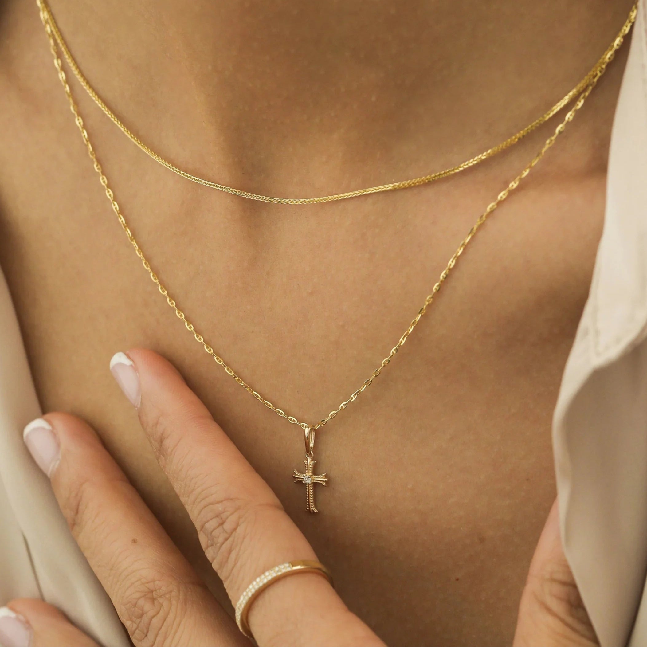 Diamond Gothic Cross Pendant - Anygolds