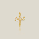 CZ Studded Dragonfly Pendant - Anygolds