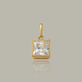 Princess-Cut Clear Square Charm