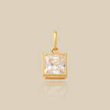 Princess-Cut Clear Square Charm