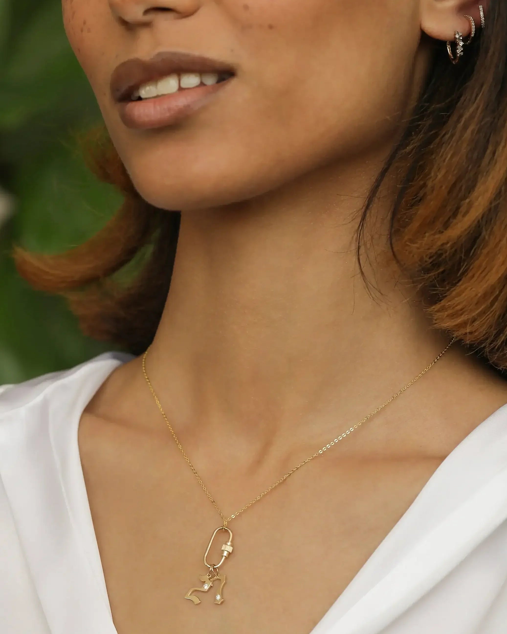 14K Solid Gold Diamond Gothic Number Pendant – Anygolds