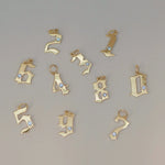 14K Solid Gold Diamond Gothic Number Pendant – Anygolds