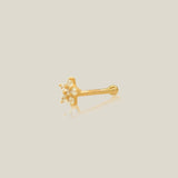 CZ Flower Nose Bone Stud - Anygolds