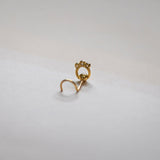 14k Solid Gold Triple Diamond Round Corkscrew Stud - Anygolds