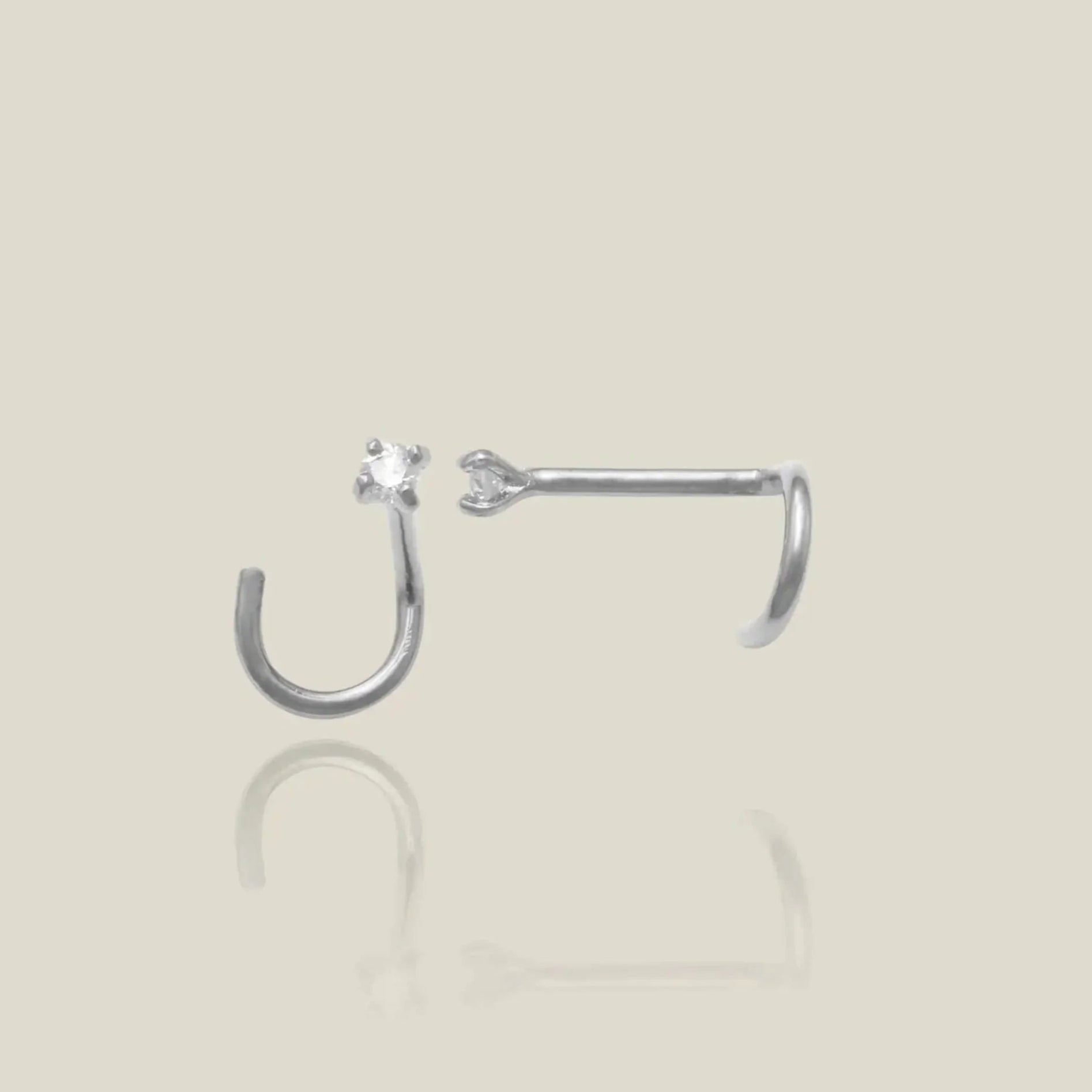 14K Solid Gold Diamond Corkscrew Nose Stud – Anygolds