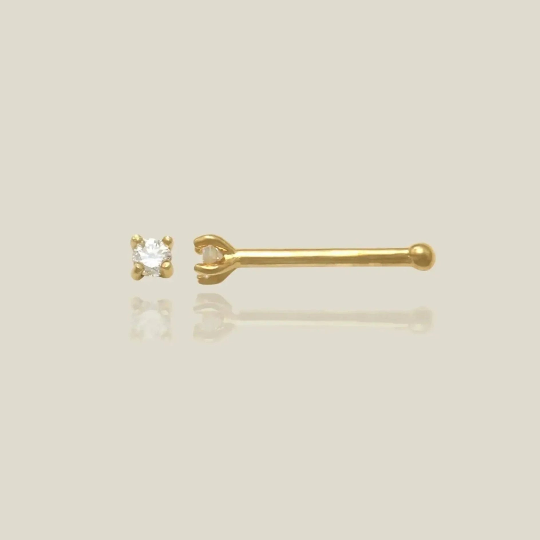 14K Solid Gold Diamond Nose Bone Stud – Anygolds