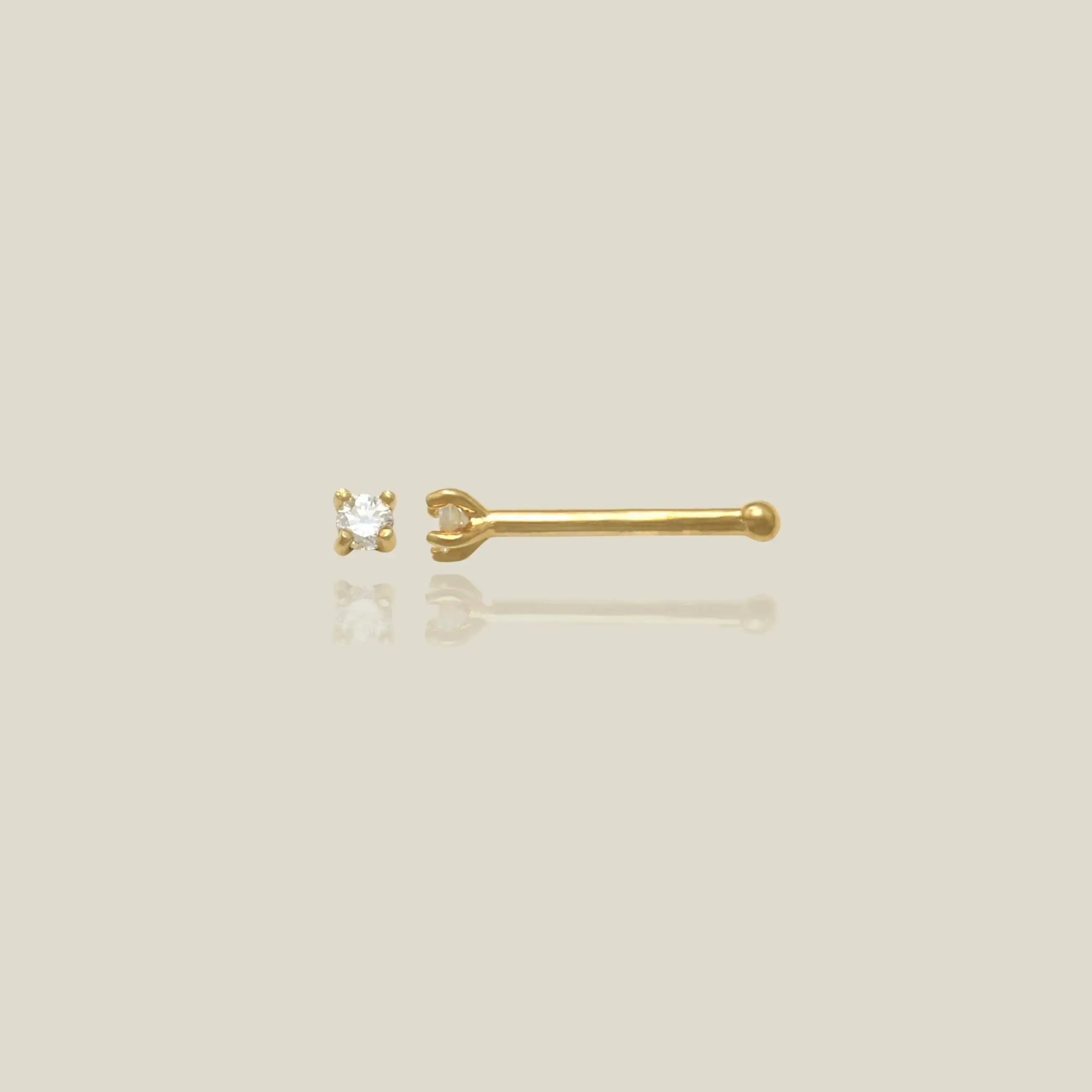 14K Solid Gold Diamond Nose Bone Stud – Anygolds