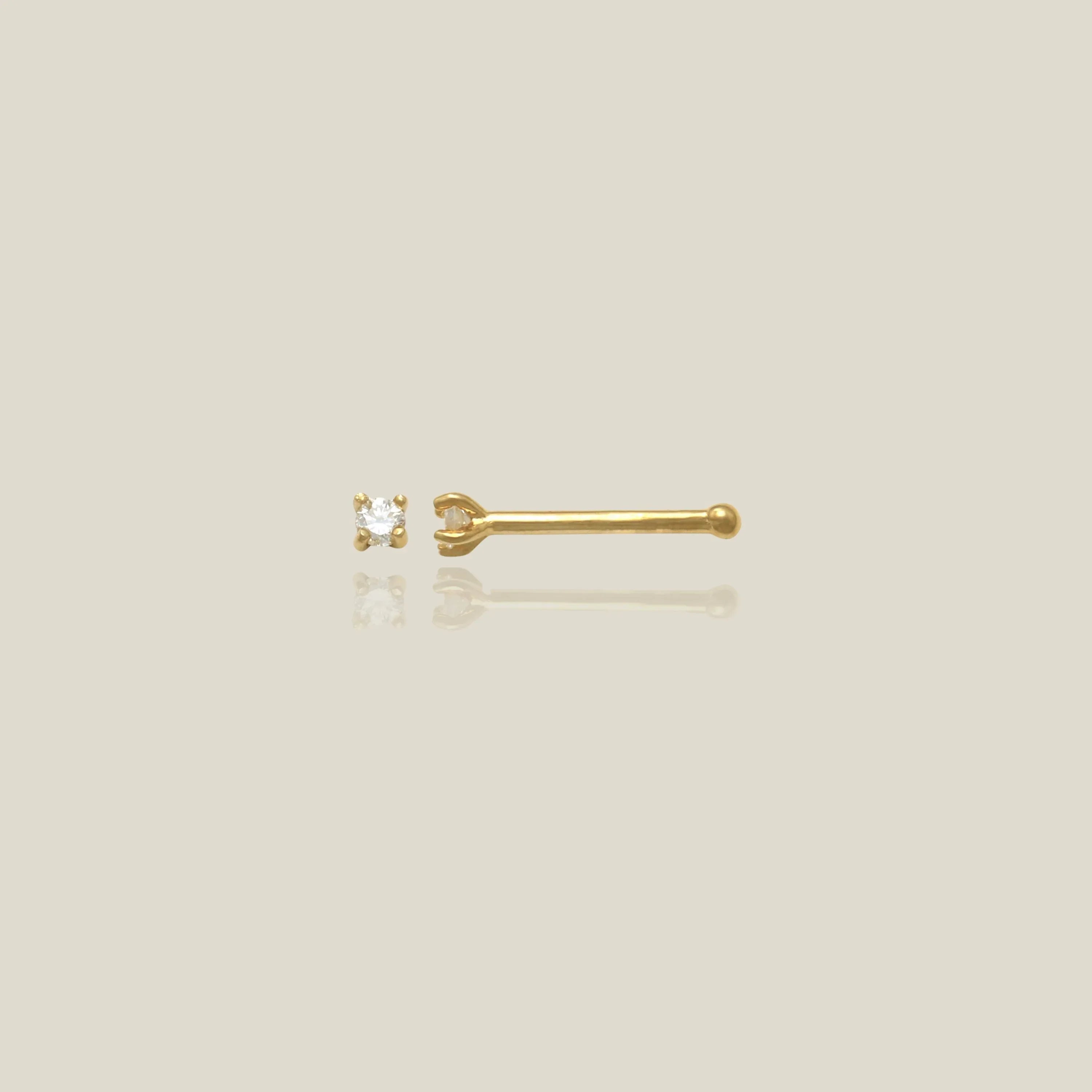 14K Solid Gold Diamond Nose Bone Stud – Anygolds