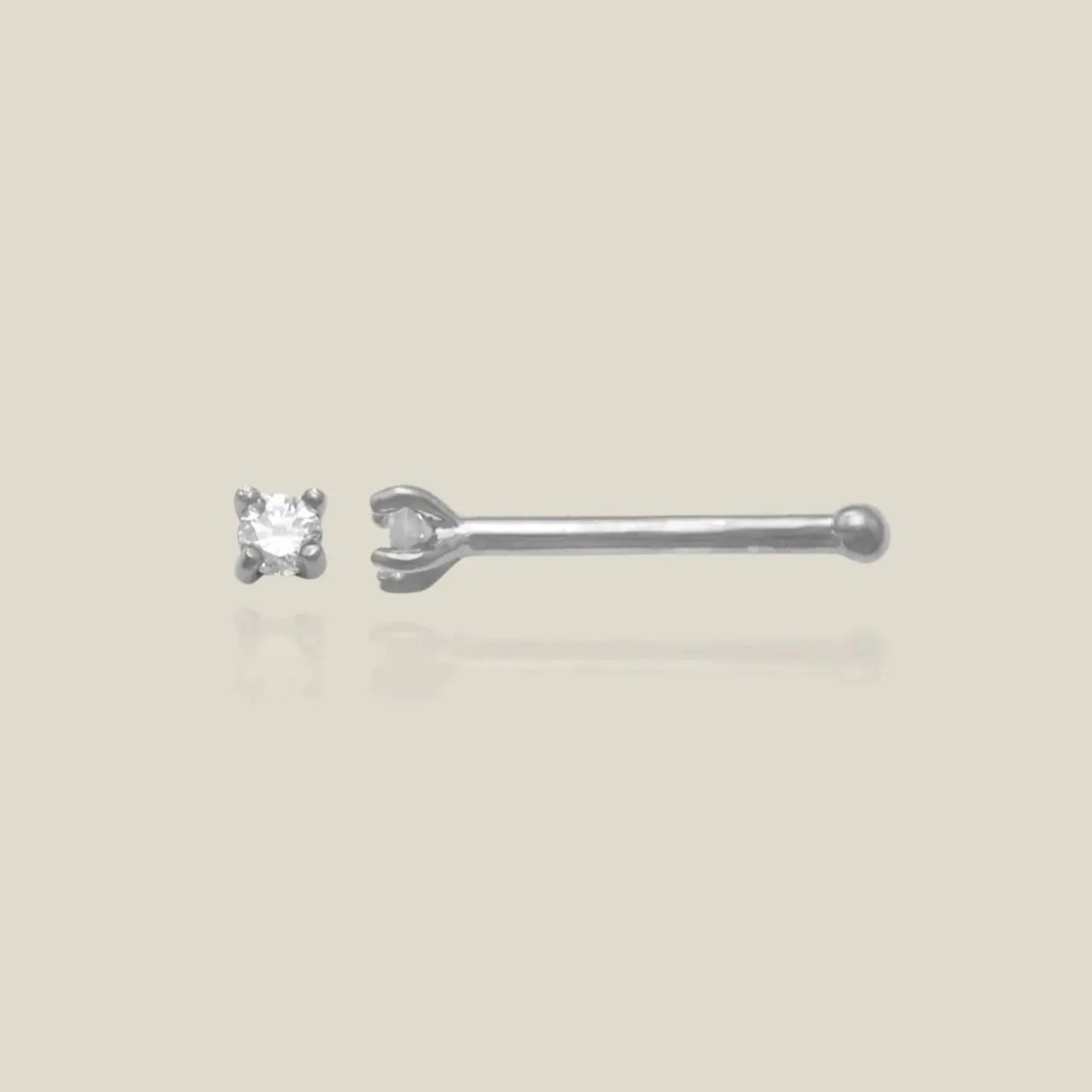 14K Solid Gold Diamond Nose Bone Stud – Anygolds