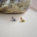 Blue Evil Eye Nose Bone Stud - Anygolds