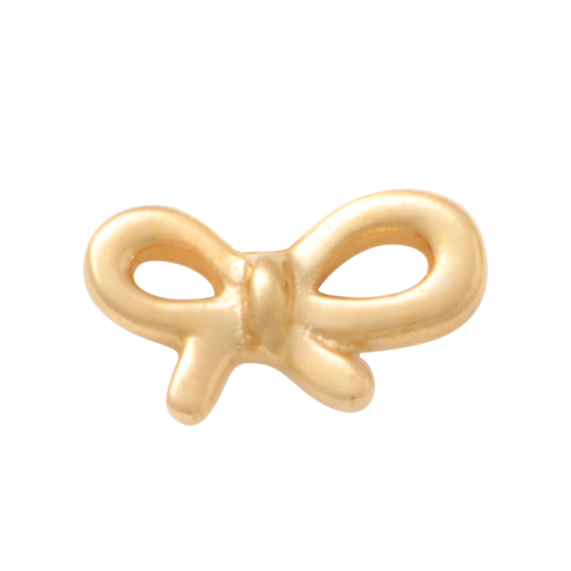 14K Solid Gold Open Bow Nose Bone Nostril Stud Piercing - Anygolds 
