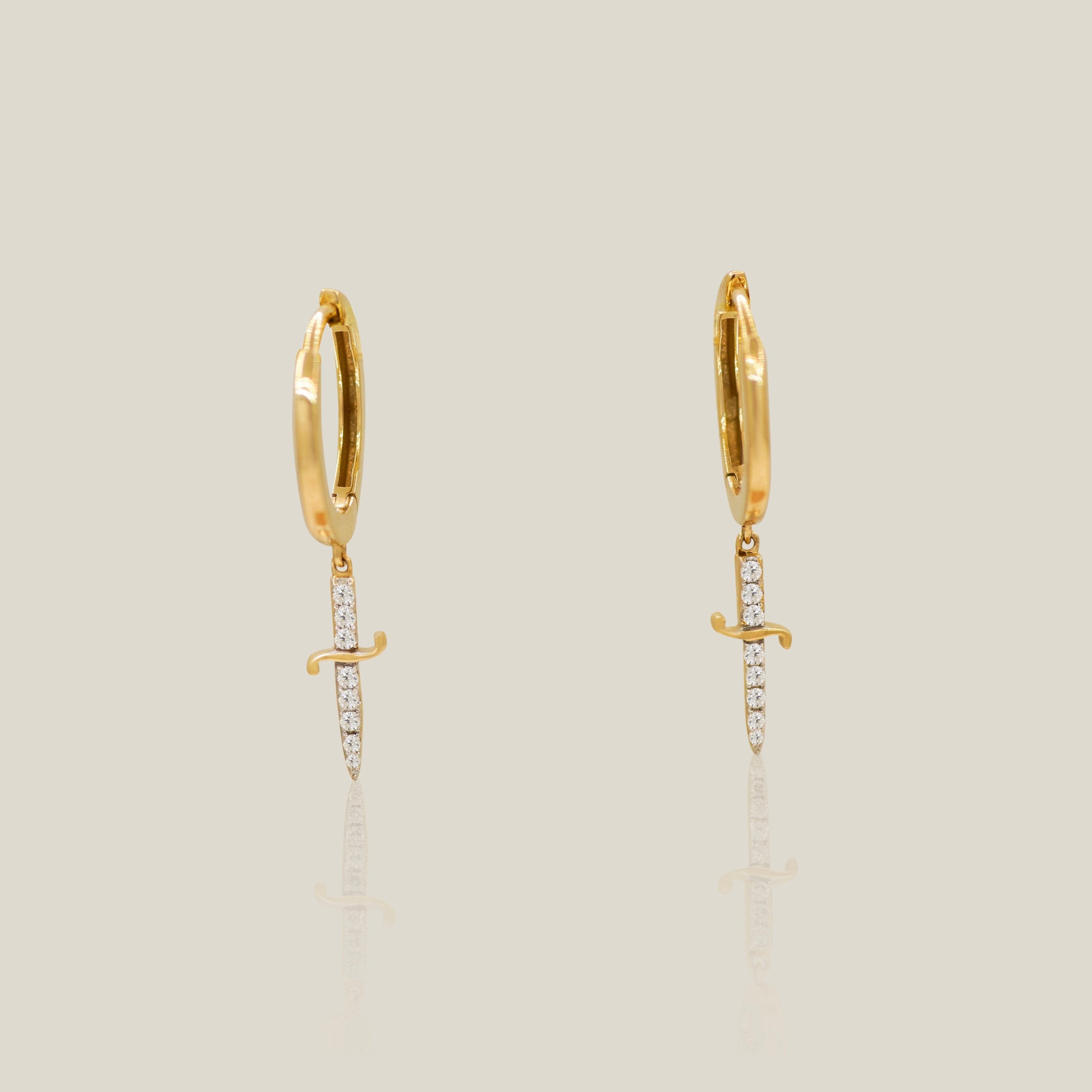 Diamond Dagger Drop Earrings - Anygolds