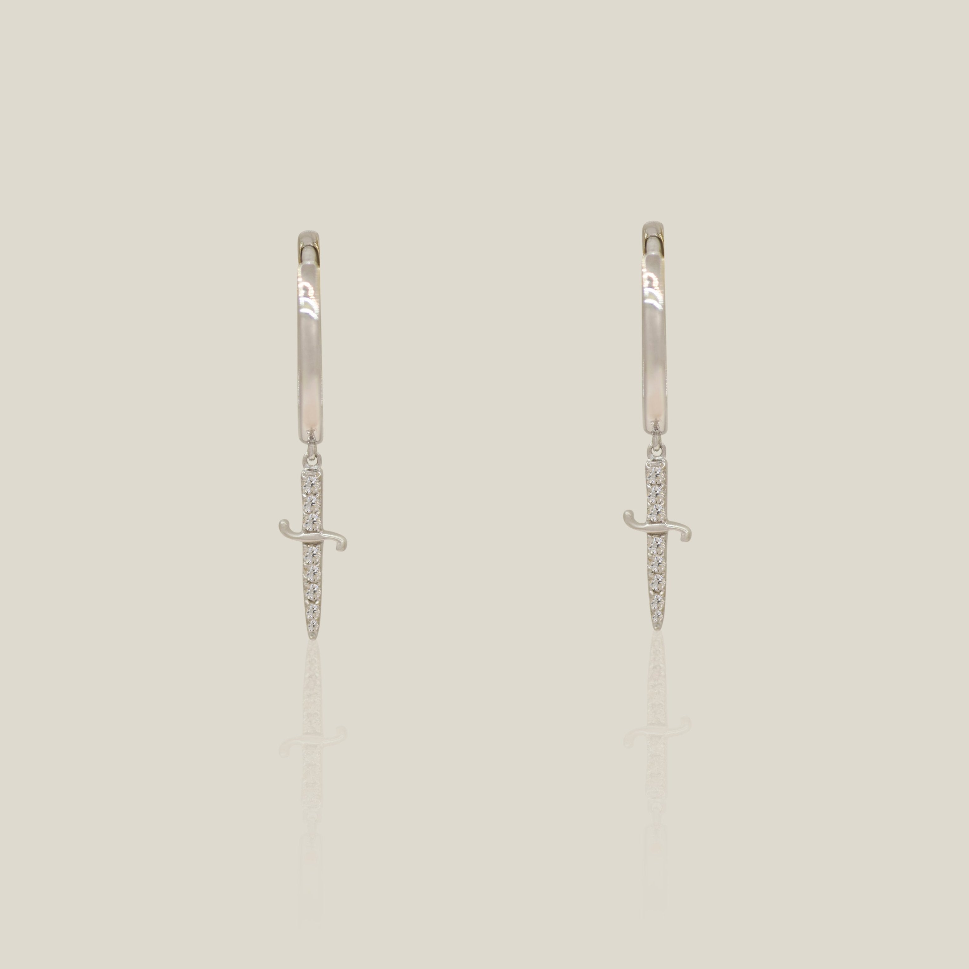 Diamond Dagger Drop Earrings - Anygolds