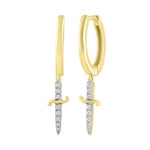 Diamond Dagger Drop Earrings - Anygolds