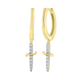 Diamond Dagger Drop Earrings - Anygolds