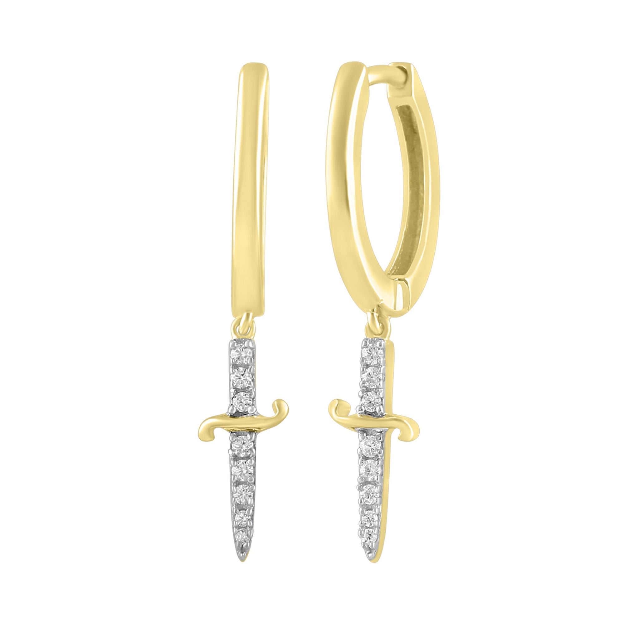 Diamond Dagger Drop Earrings - Anygolds