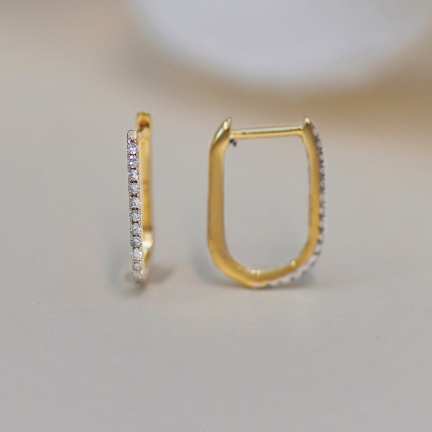 Micro-Pavé  Diamond Oval Hoop Earrings - Anygolds