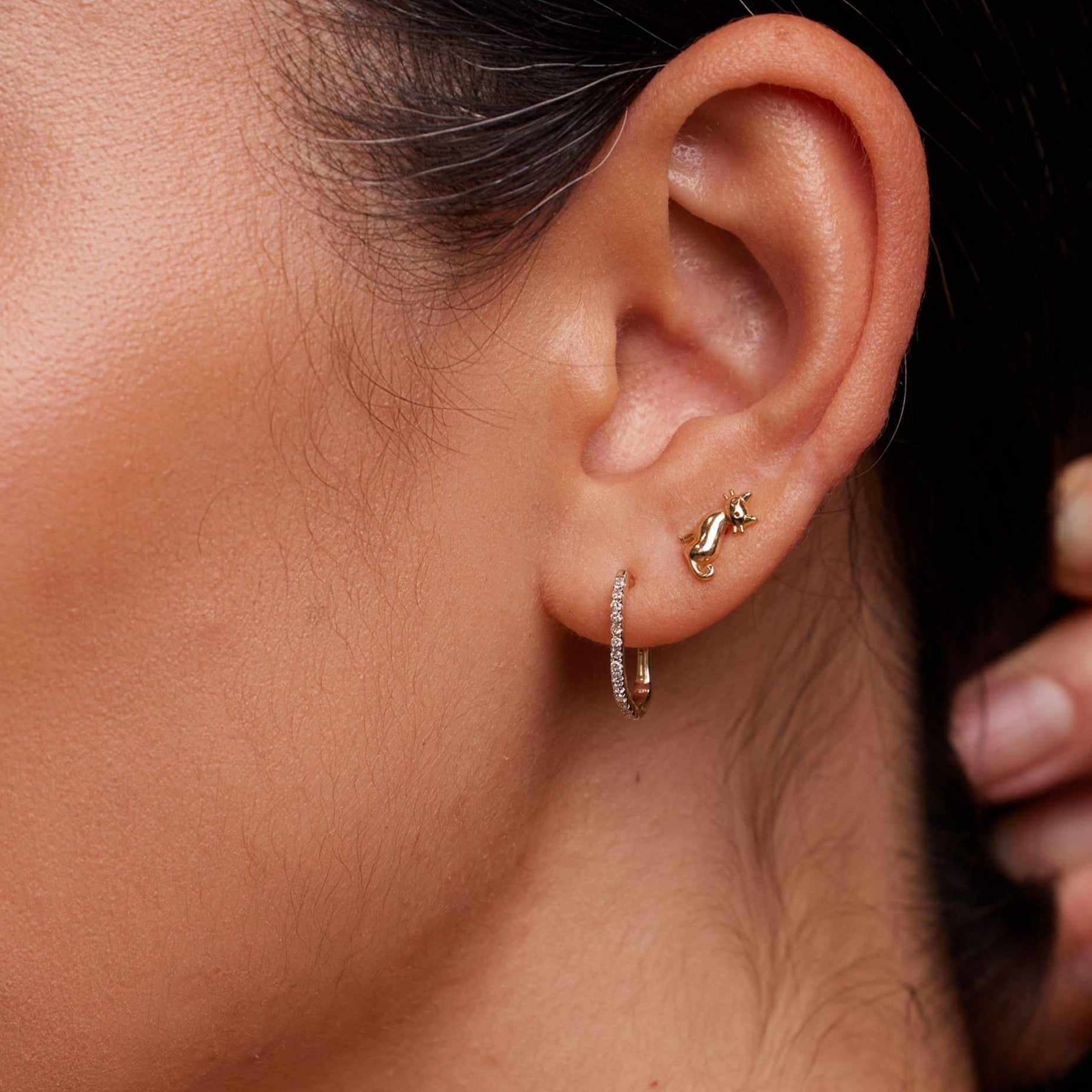 Micro-Pavé Diamond Oval Hoop Earrings - Anygolds
