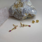 Ruby Dagger Sword Stud Earrings ( Pair, Single) - Anygolds