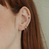 Ruby Dagger Stud Drop Earrings (Pair, Single)