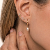 14K Solid Gold Pearl Drop Earrings – Anygolds