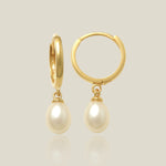 14K Solid Gold Pearl Drop Earrings – Anygolds
