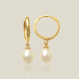 14K Solid Gold Pearl Drop Earrings – Anygolds