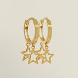 Gold Double Stars Huggie Hoop Earrings