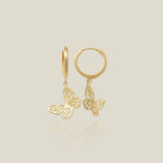 Open Butterfly Drop Huggie Earrings - Anygolds