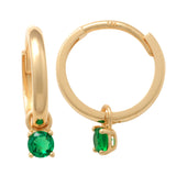 Color Stone Huggie Hoop Drop Earrings - Anygolds