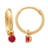 Color Stone Huggie Hoop Drop Earrings - Anygolds