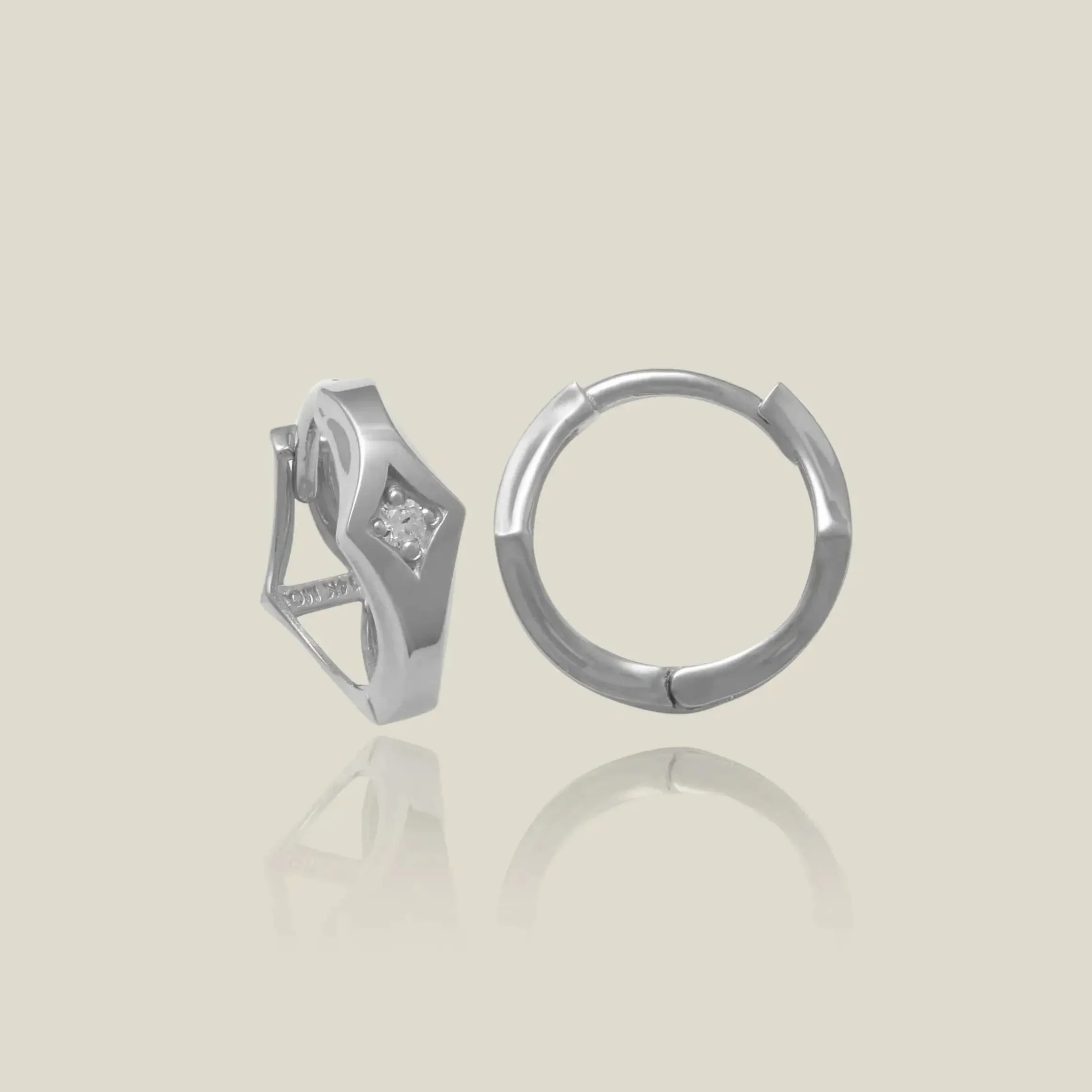 14K Solid Gold Diamond Rhombus Hoop Earrings – Anygolds