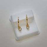 Heart Crown Drop Huggie Earrings - Anygolds