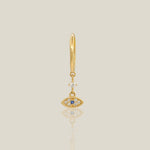 Sapphire Evil Eye Dangle Hoop - Anygolds