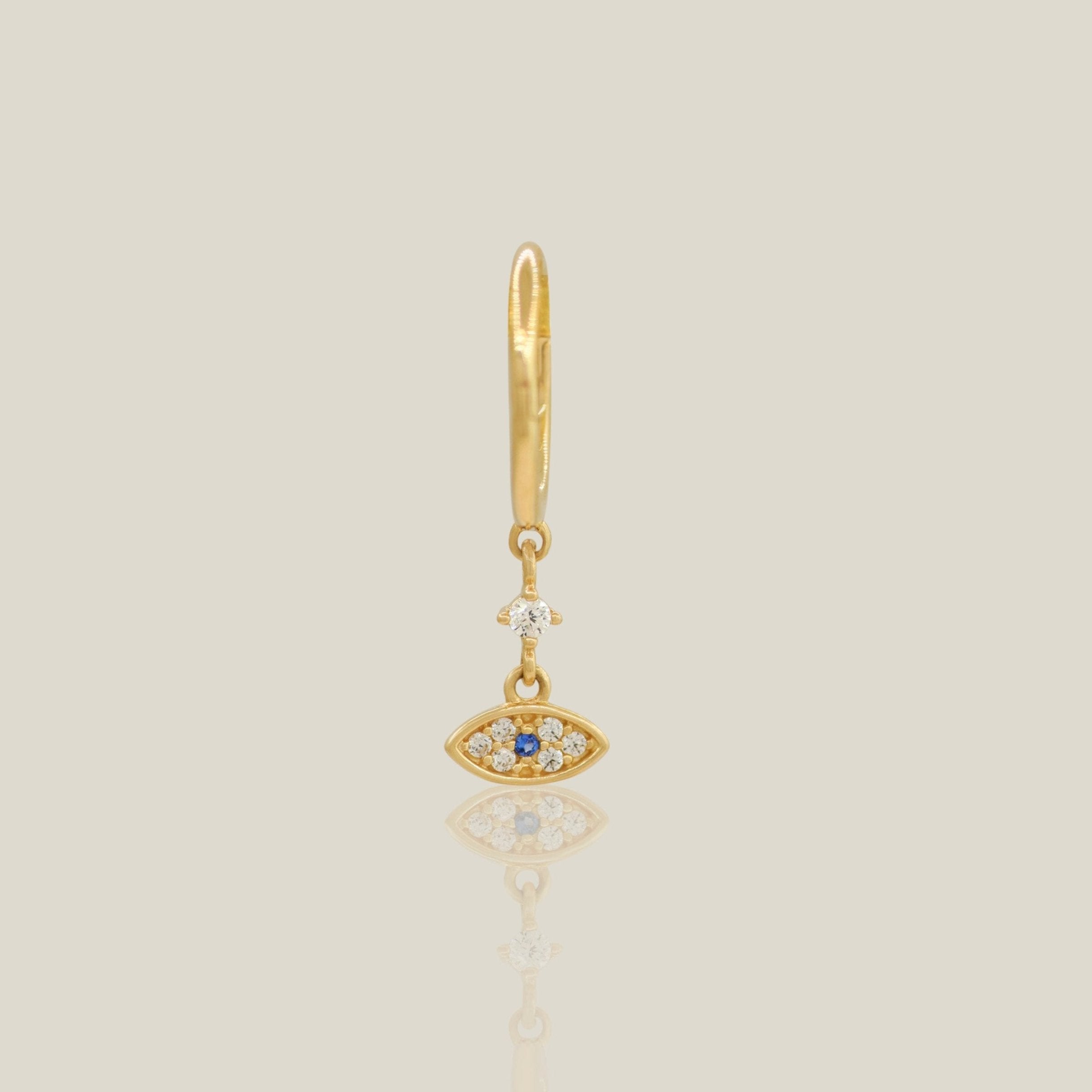 Sapphire Evil Eye Dangle Hoop - Anygolds