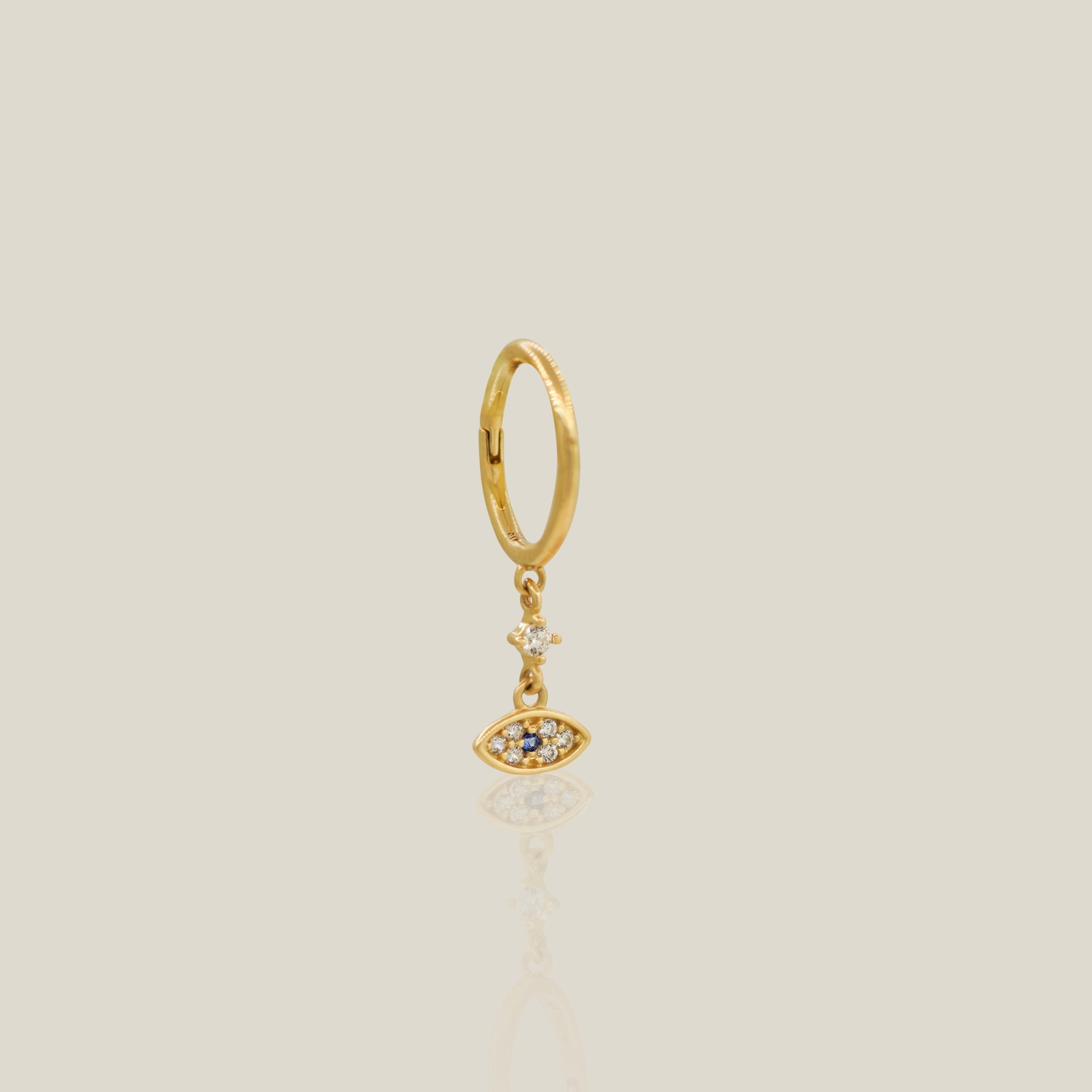 Sapphire Evil Eye Dangle Hoop - Anygolds