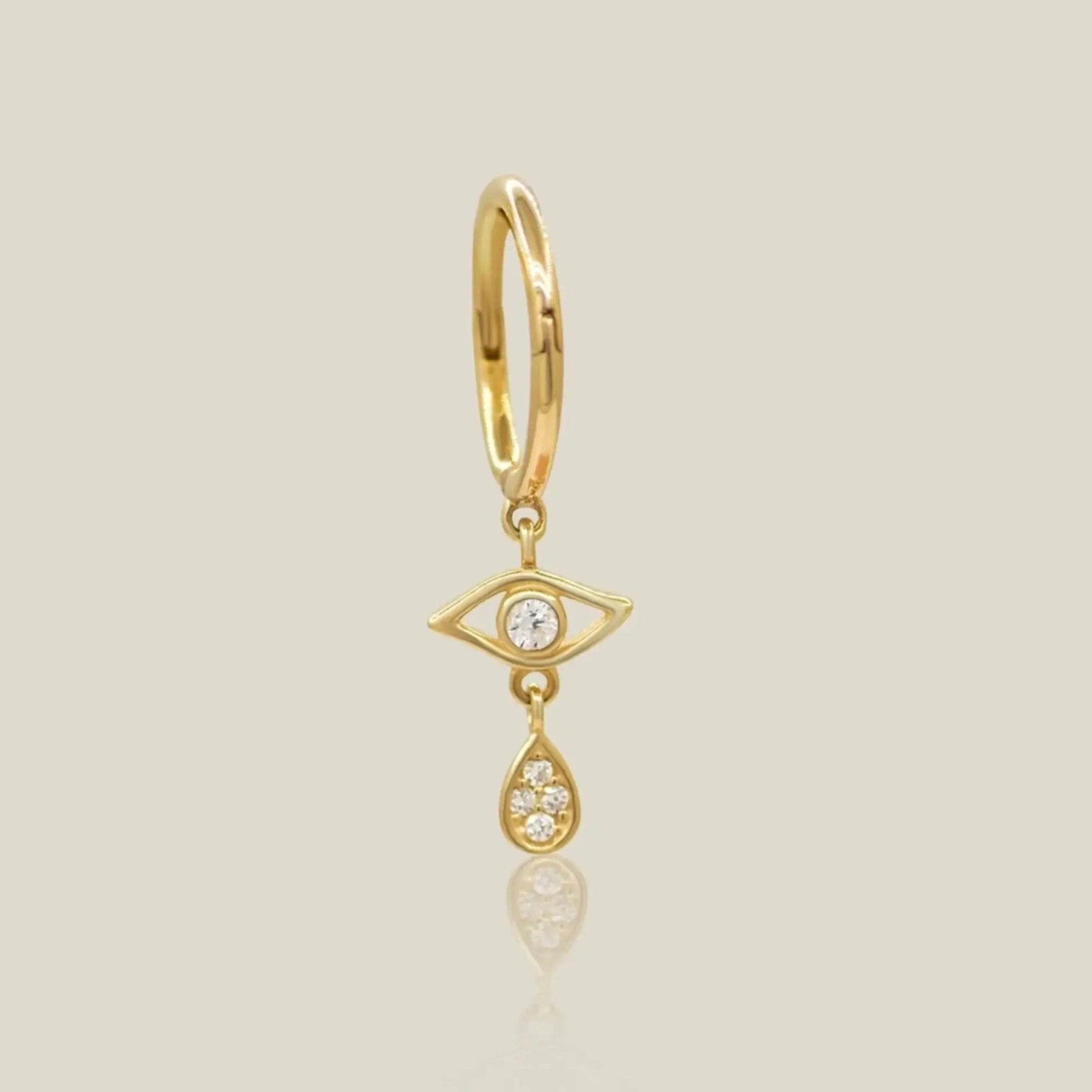 Clear Stone Evil Eye Dangle Hoop - Anygolds