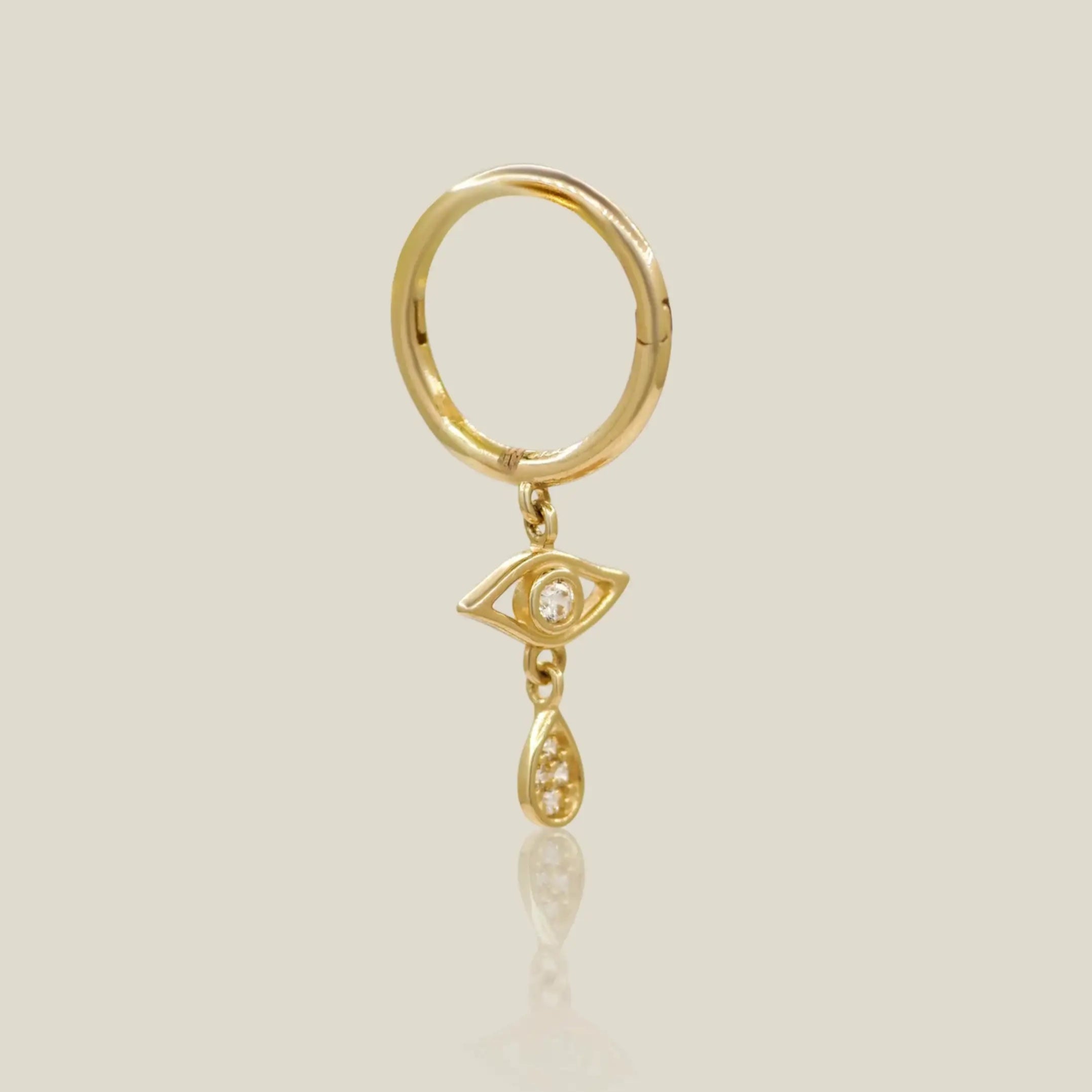 Clear Stone Evil Eye Dangle Hoop - Anygolds