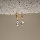 Diamond Shaped Charm Drop Huggie Earrings