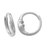 Crescent Moon Face Huggie Hoop Earrings