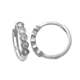 Bezel CZ Round Hoop Earrings - Anygolds