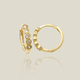 Bezel CZ Round Hoop Earrings - Anygolds