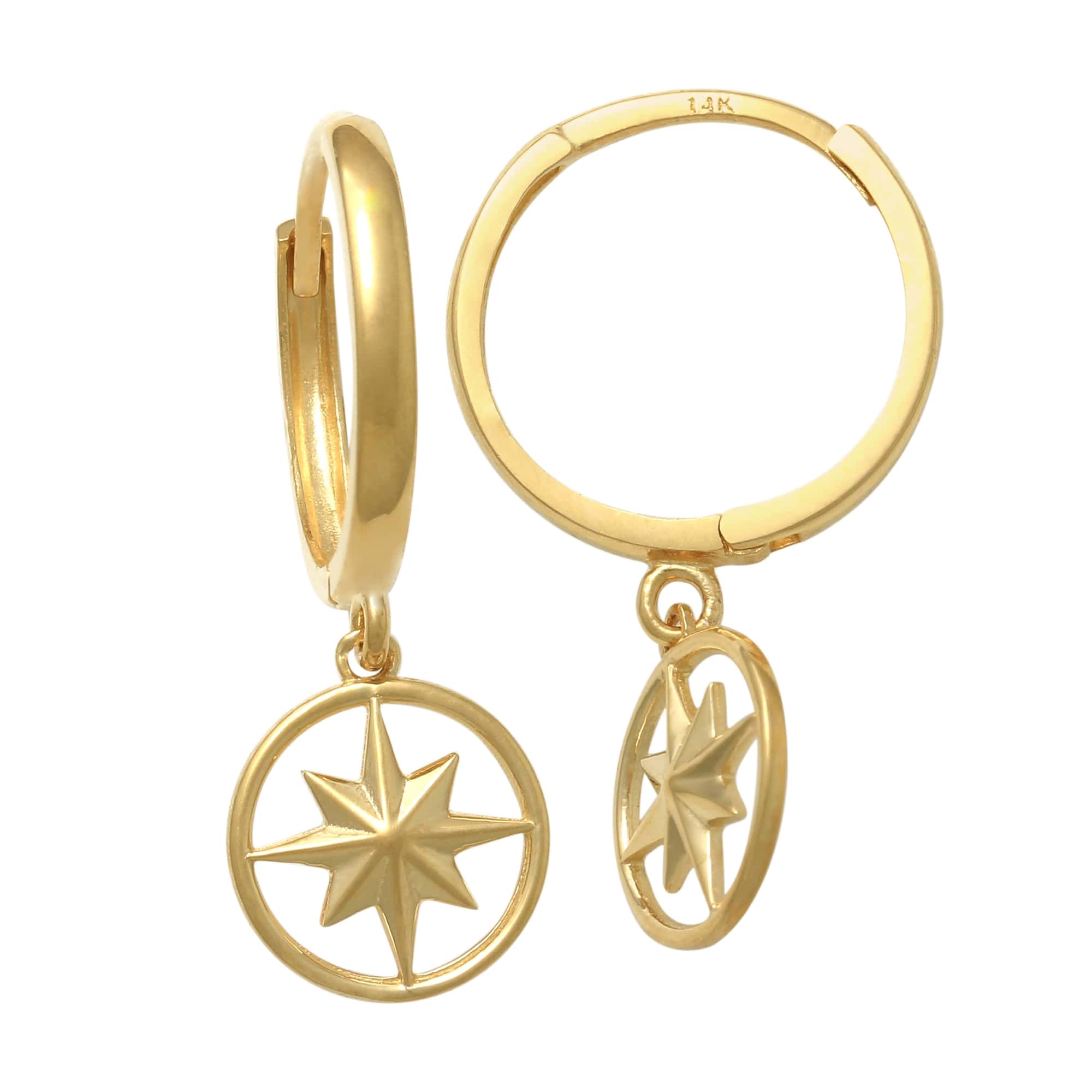 Star Compass Drop Earrings - Anygolds