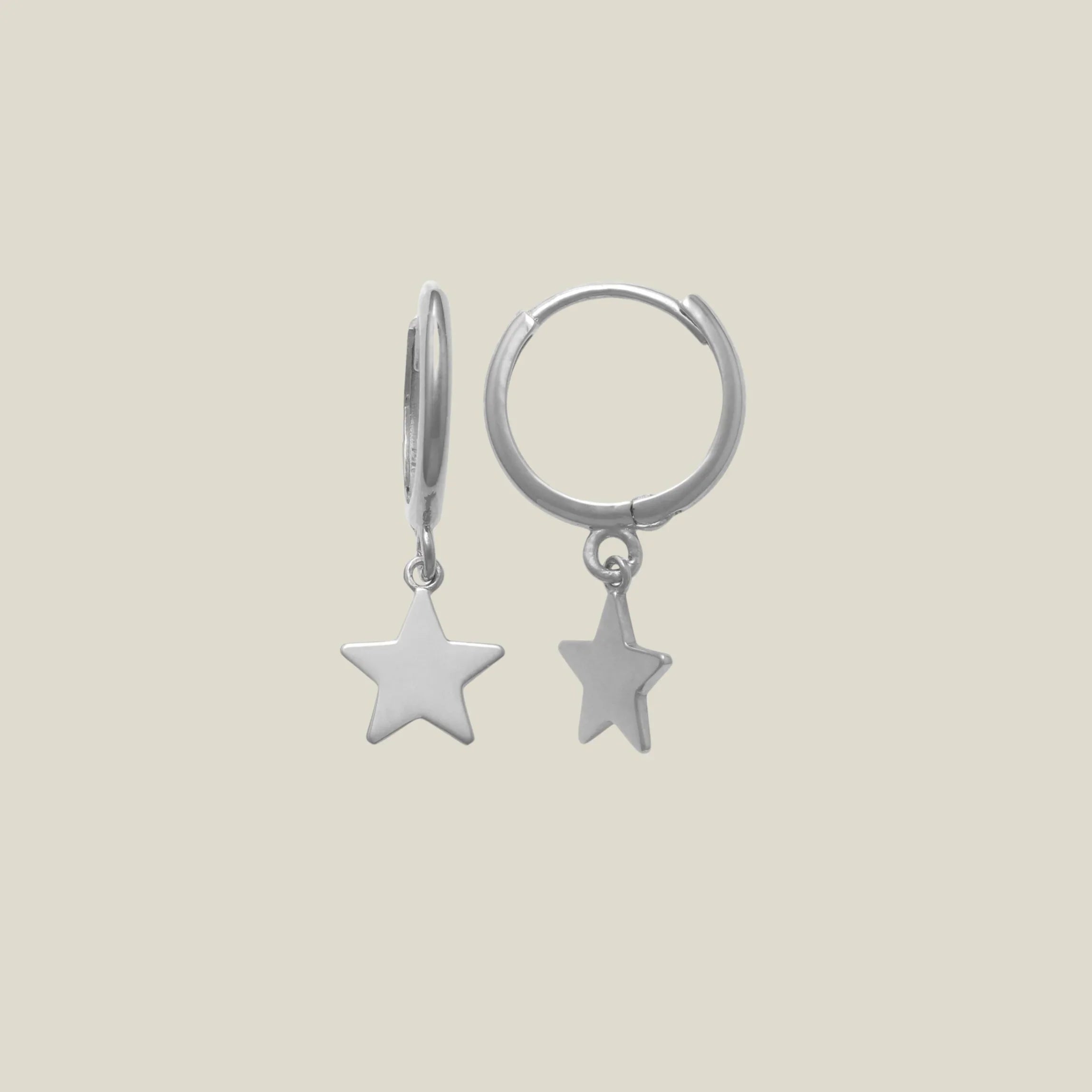 Star Drop Huggie Hoop Earrings - Anygolds