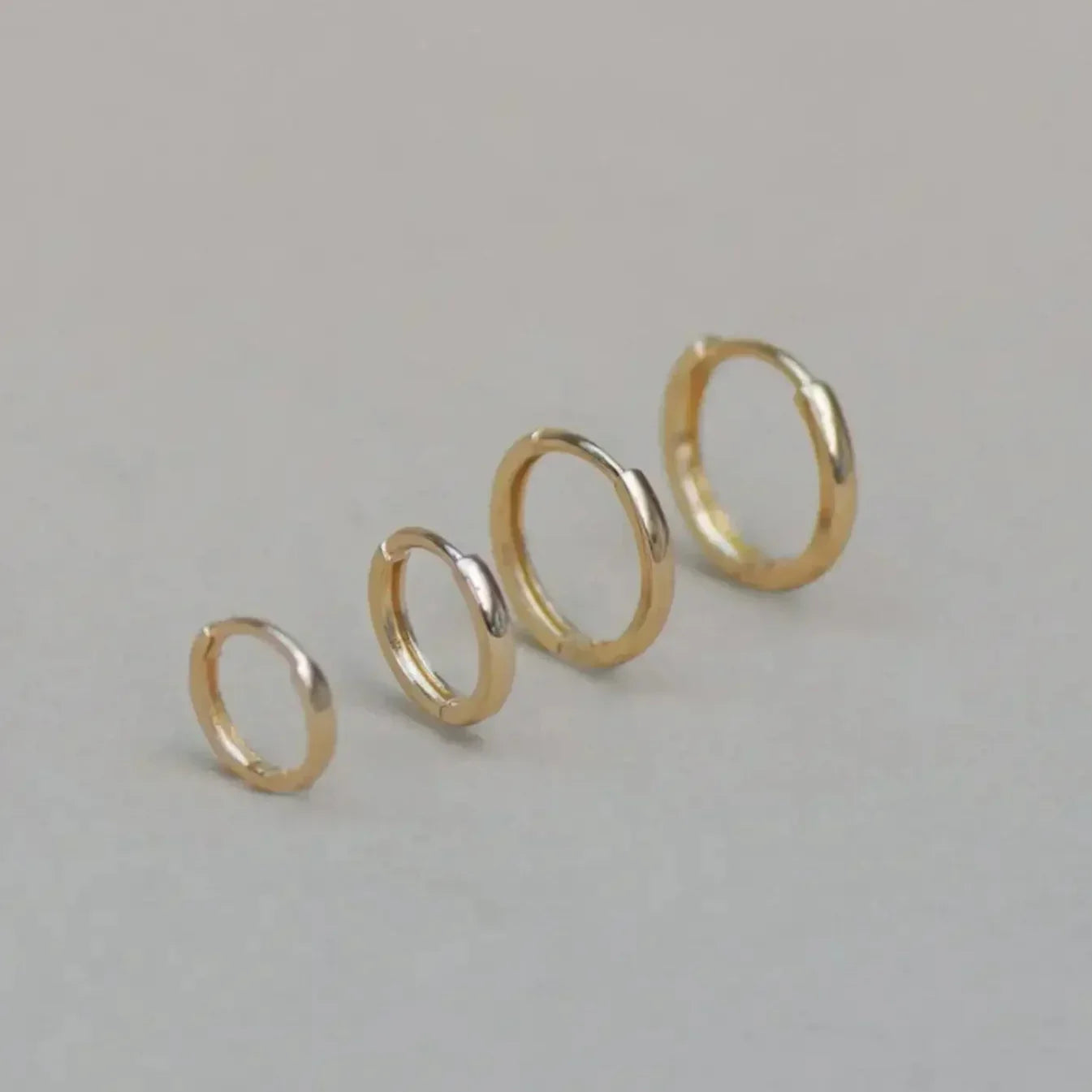 14K Solid Gold Seamless Huggie Hoop Earrings (Multiple Sizes) – Anygolds