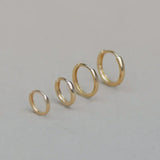 14K Solid Gold Seamless Huggie Hoop Earrings (Multiple Sizes) – Anygolds