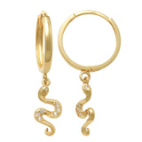 CZ Snake Huggie Drop Earrings - Anygolds