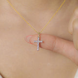 Diamond Prong Cross Pendant