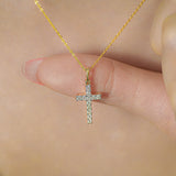 Diamond Prong Cross Pendant