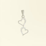 14K Solid Gold Diamond Double Heart Pendant - Anygolds 